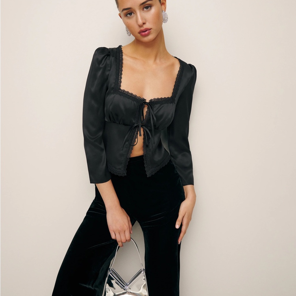 Reformation Lucinda Silk Tie Top 10